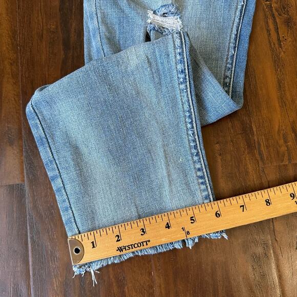 FREE PEOPLE Ella Jeans Blue Denim Distressed Button Fly Cropped - Picture 14 of 14